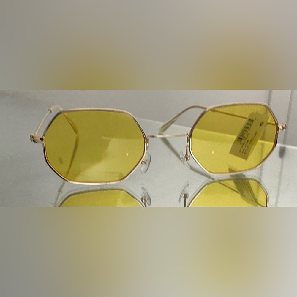 NWT yellow hexagon frame glasses